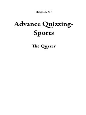 cover image of Advance Quizzing-Sports